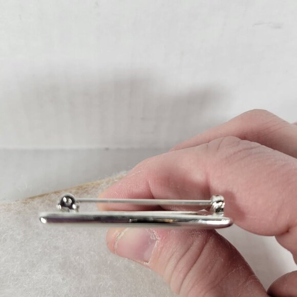 Silver Abstract Classic Metallic Sophisticated Workwear Artistic Retro Brooch - Picture 3 of 3